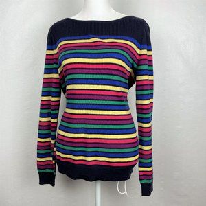 NWT Talbots Multicolor Stripe Boat Neck Sweater Sz Small